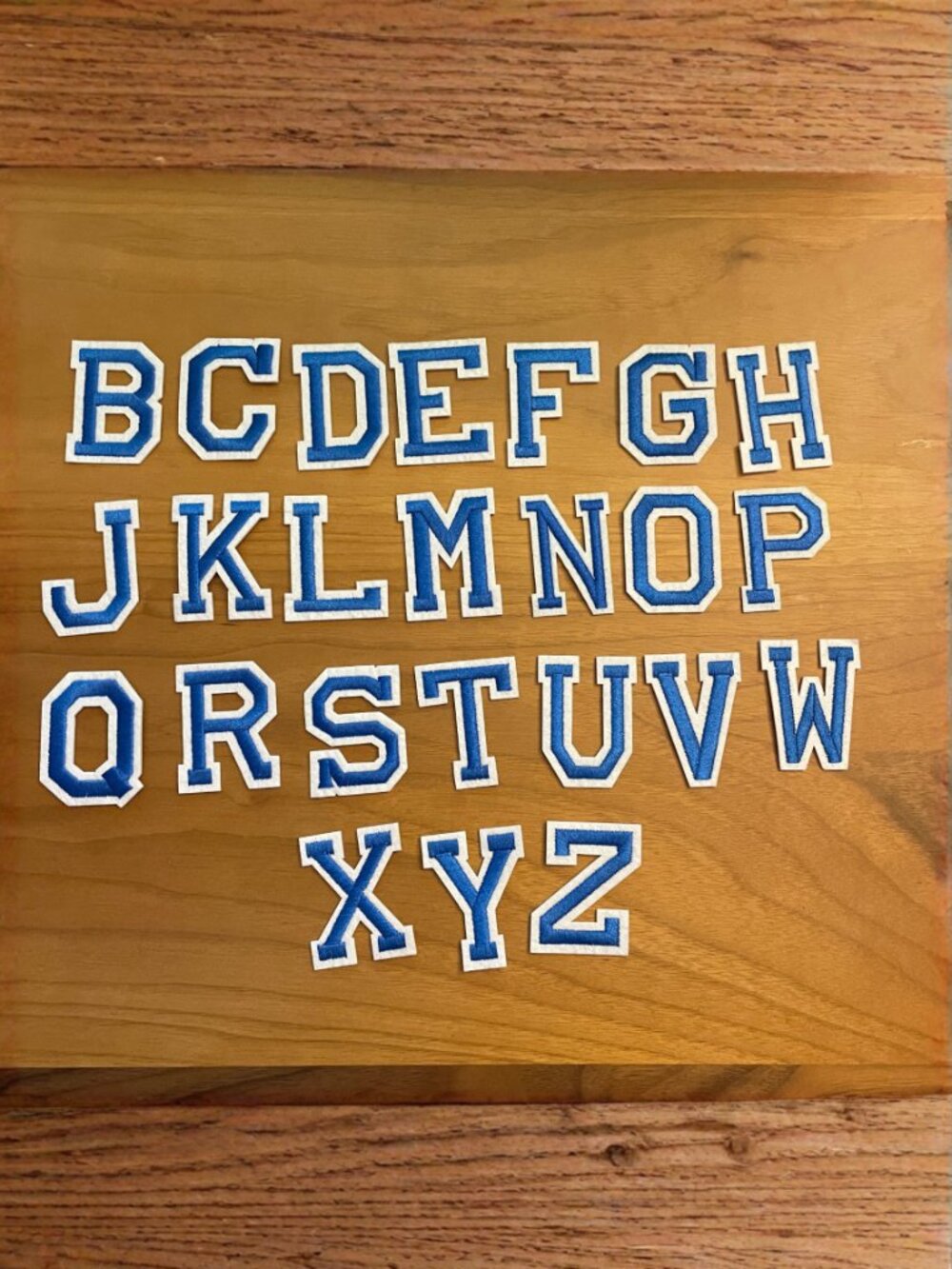 Iron On Patches 24 PCS Blue & White Alphabet (SKU: 63MI)